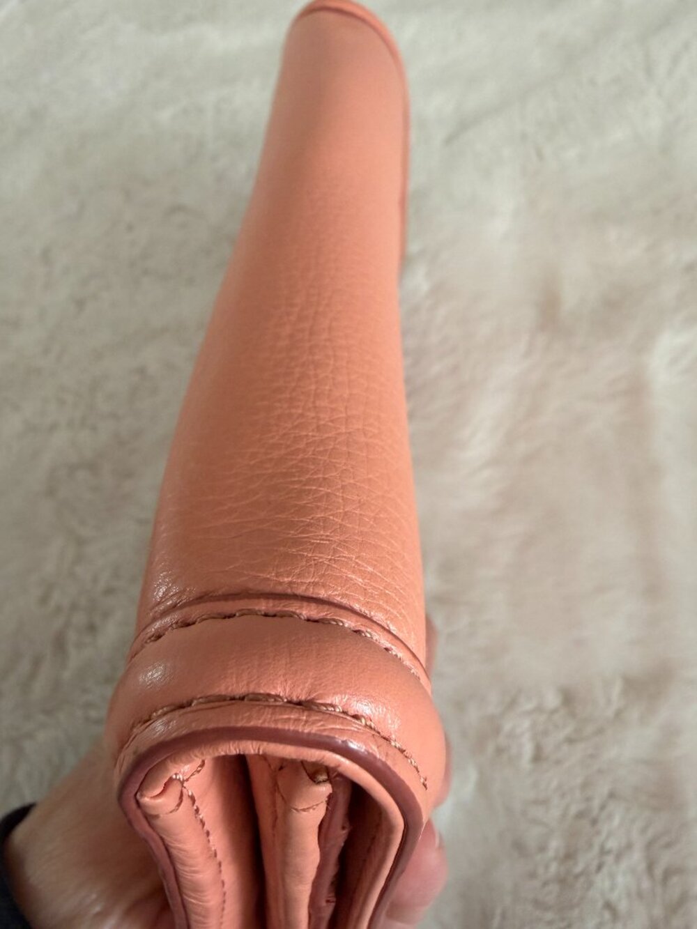 Tory Burch Amanda Envelope Continental Salmon Pink Leather Wallet - Picture 8 of 14